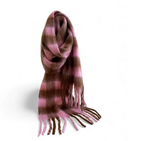 New: Checkers Scarf Baby Pink and Brown