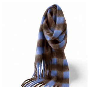 New: Checkers Scarf  Blue and Brown