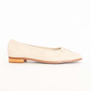 Shoes Flat: Camille Weave Ivory Suede