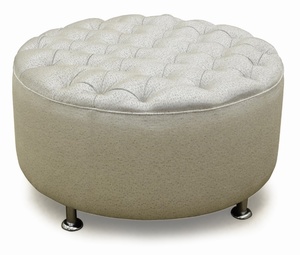 Round Ottoman with Deep Diamond Buttoned Top - Wilson & Nicholson