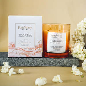 Candles: Happiness Jasmine scented candle with Citrine Crystal