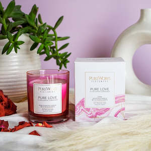 Candles: Pure Love rose scented Candle soy wax blend 200gm
