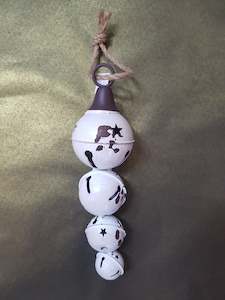 Christmas Decorations: White Metal Bell Drop
