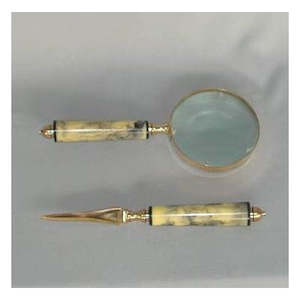 Decor: Marble Look Magnifying glass N Knife Set