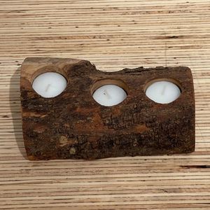 Olivewoodmangowood: Olive Wood Rustic Tea Light Candle Holder