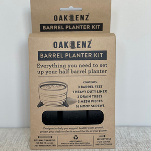 Home Page: Half Wine Barrel Planter Kit (Feet, Liner, Drain Tubes)