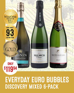 Mixed Champagne Sparkling: Everyday Euro Bubbles Discovery 6-pack