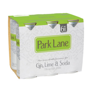 Products: Winespot Target Road » Park lane Gin, Lime & Soda 6pk 250ml cans