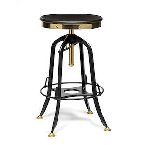 Gold Bar Stool with Black Top