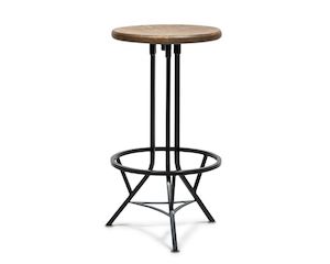 Barware: Swivel Iron Bar Stool with Wood Top - Nickel Finish