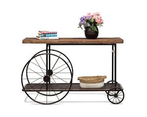 Wooden Bar Cart with Wheels