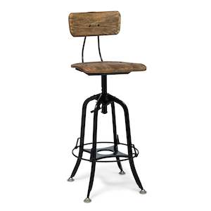 Wooden Bar Stool with Rustic Finish