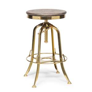 Barware: Gold Bar Stool with Oak Top