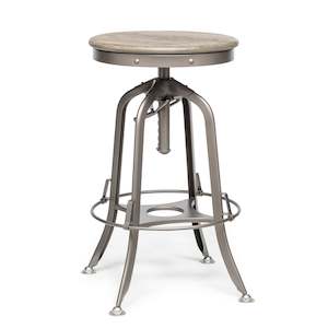 Grey Bar Stool with Oak Top