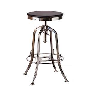 Barware: Nickel Bar Stool with Black Top