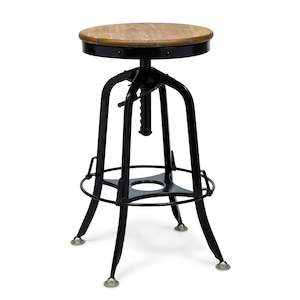 Black Bar Stool with Wood Top