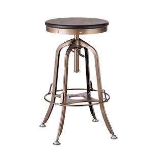 Barware: Brass Bar Stool with Wood Top