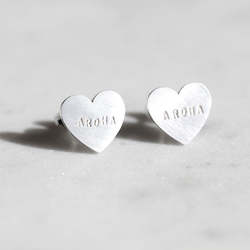Simplicity Collection: Stamped Heart Earrings