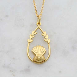 Garden Creatures: Fantail Bird Necklace/ 14ct Gold Plated