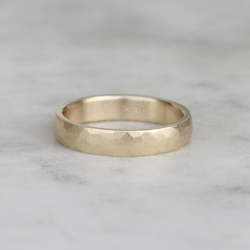 Wide Hammered Ring/ Yellow Gold