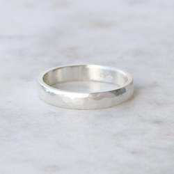 Wide Hammered Ring