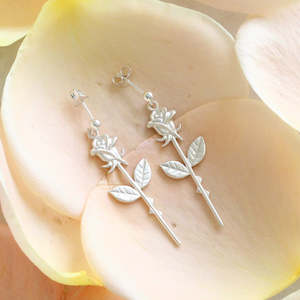Earrings: Single Rose Drop Earrings