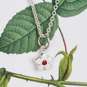 Birthstone Flower Necklace - July / Ruby