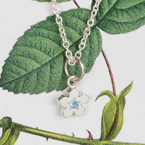 Necklaces: Birthstone Flower Necklace - March / Aquamarine