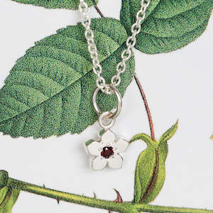 Birthstone Flower Necklace - January / Garnet