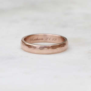 Simplicity Collection: Wide Hammered Ring/ Rose Gold