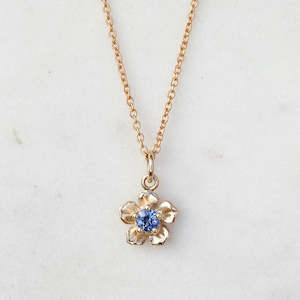New Pieces: Forget Me Not Necklace/ Yellow Gold, Ceylon Sapphire