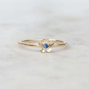 Rings: Mini Forget Me Not Ring/ Yellow Gold, Ceylon Sapphire