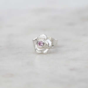 Earrings: Mini Rose Stud/ Pink Sapphire