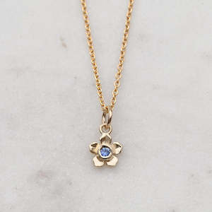 Mini Forget Me Not Necklace/ 9ct Yellow Gold, Ceylon Sapphire
