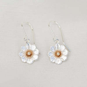 Mt Cook Lily Earrings/ 9ct Yellow Gold and Silver