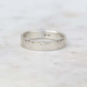 Simplicity Collection: Wide Hammered Flat Ring