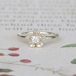 Gem Flowers: Forget Me Not Engagement Ring/ White Gold