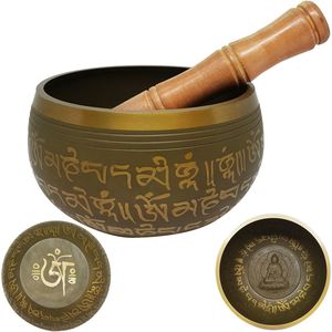 SINGING BOWL – Brass Antique Buddha – Note D Wisdom is Yours