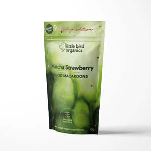 Dairy Free: Little Bird Good Macaroons - Matcha Strawberry