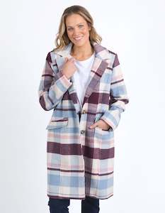 Coats Jackets: Blanche Merlot Check Coat