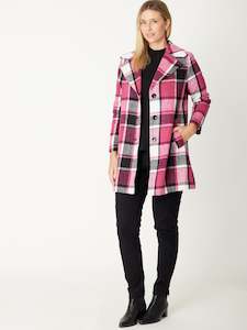 Coats Jackets: Pink Check Coat