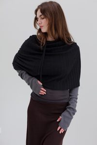 Lyra Cashmere Silk Cape - Black