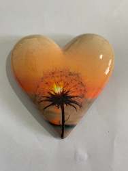 Limited Edition Hearts: Decoupaged  Hanging Heart-Dandelion