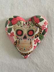 Skulls: Decoupaged  Hanging Heart
