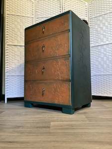 Hand-Painted Floral Embossed Chest of Drawers