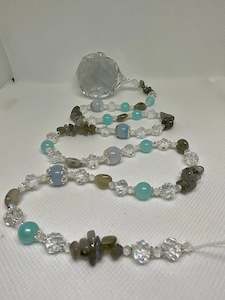 All: Hanging Crystal-Labradorite & Aquamarine