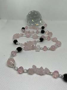 Hanging Crystal-Rose Quartz & Black