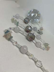 Hanging Crystal-White agate & Morganite