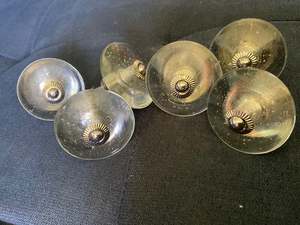 Clear Circle Glass Knobs x 6