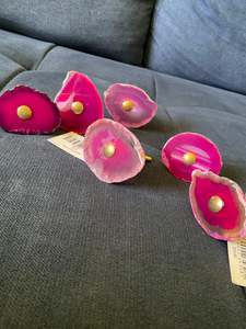 Agate Pink Knobs x 6